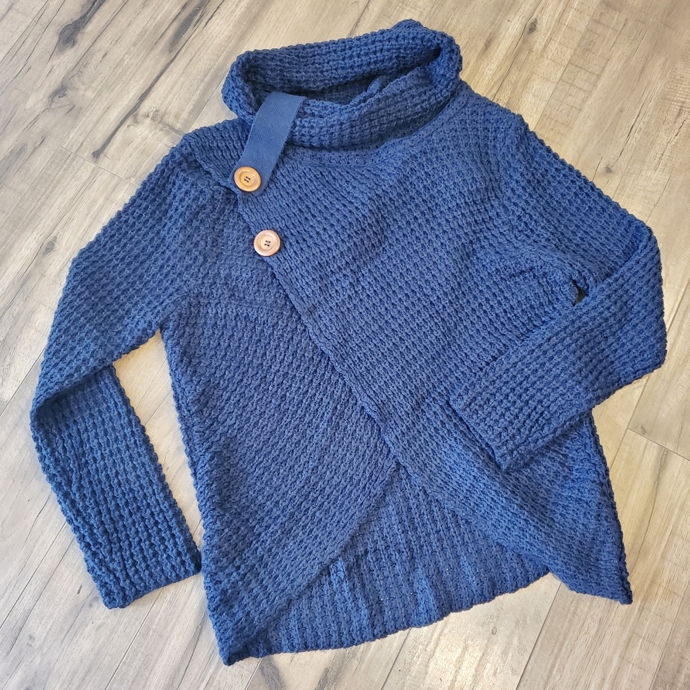 NWT! Navy Wrap Cowl Sweater - Large